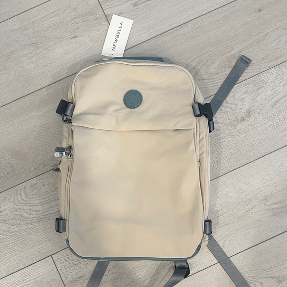 Newbella Handbags - Newbella Cream Backpack with Slate Accents
